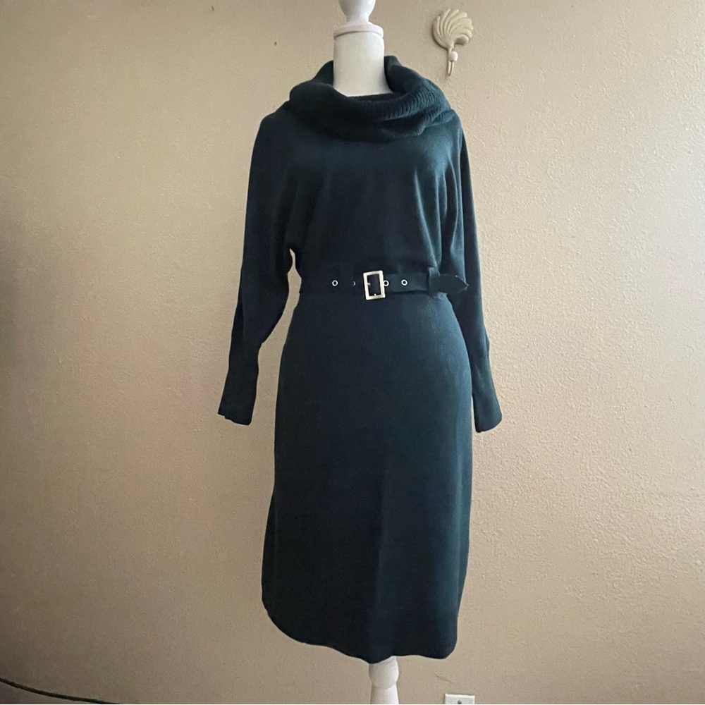 Eliza J Cowl Neck Sweater Dress with belt